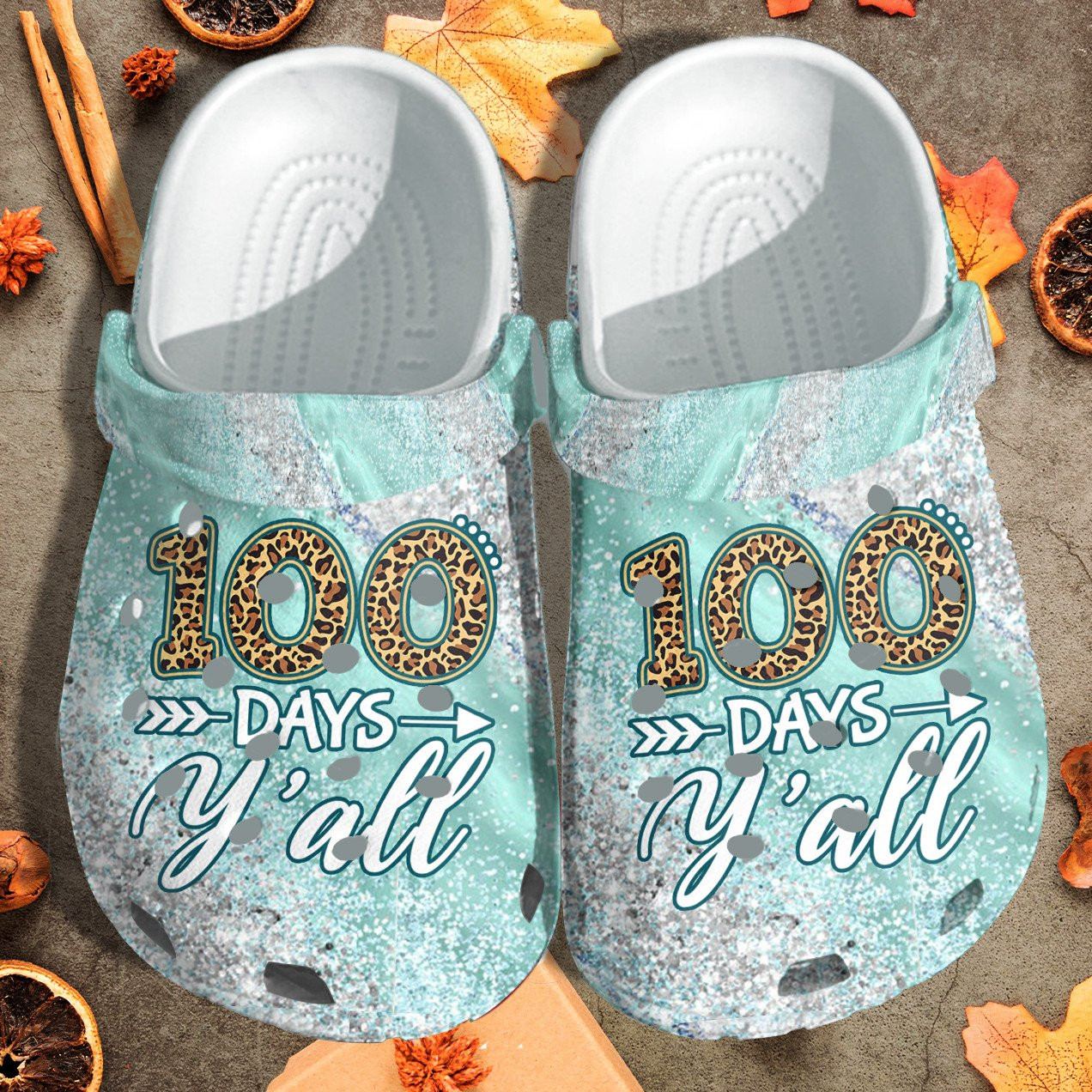 100 Days Yall Leopard Shoes Crocs Crocbland Clog Gift