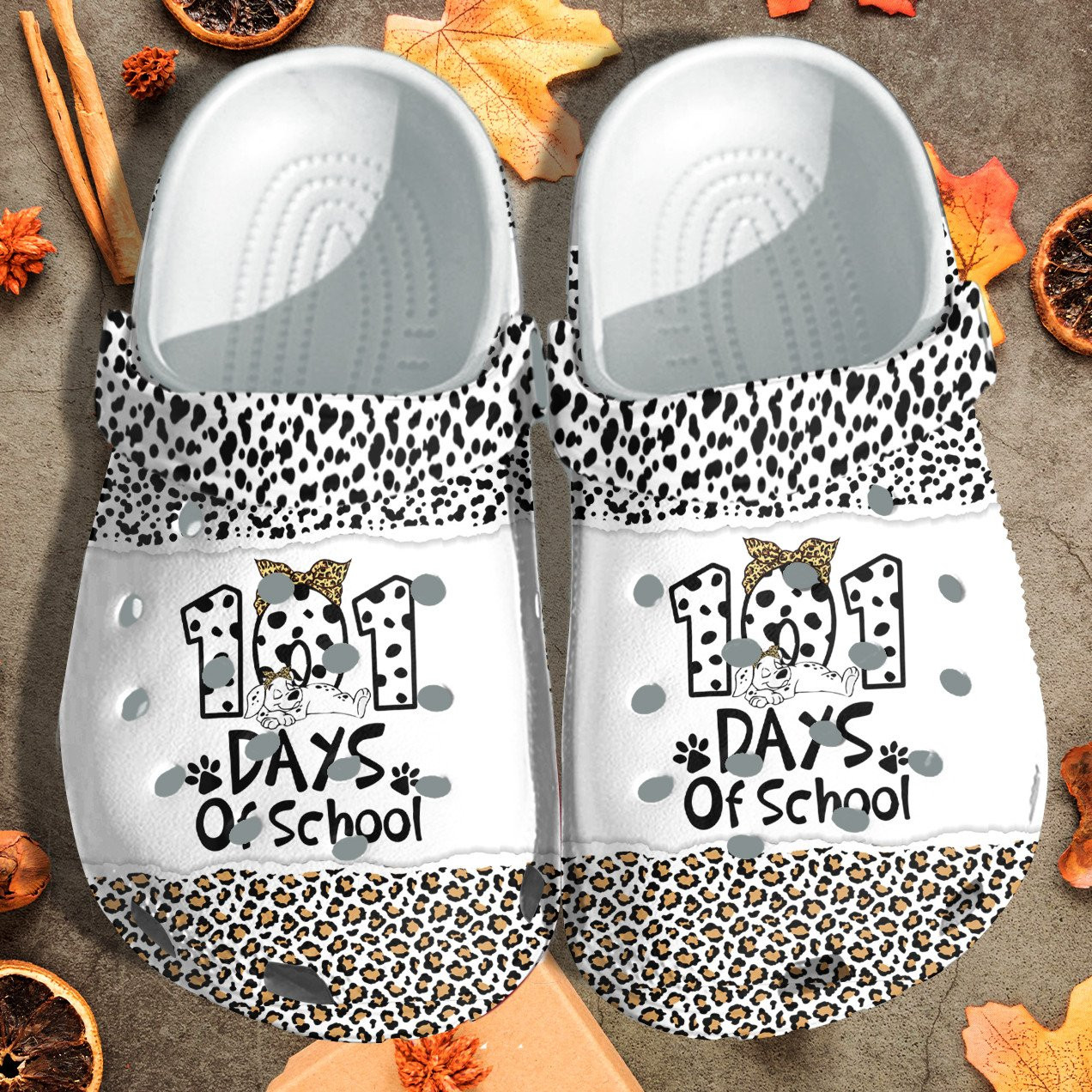 101 Days Of School Leopard Cowhide Shoes Crocs Crocbland Clog Gift