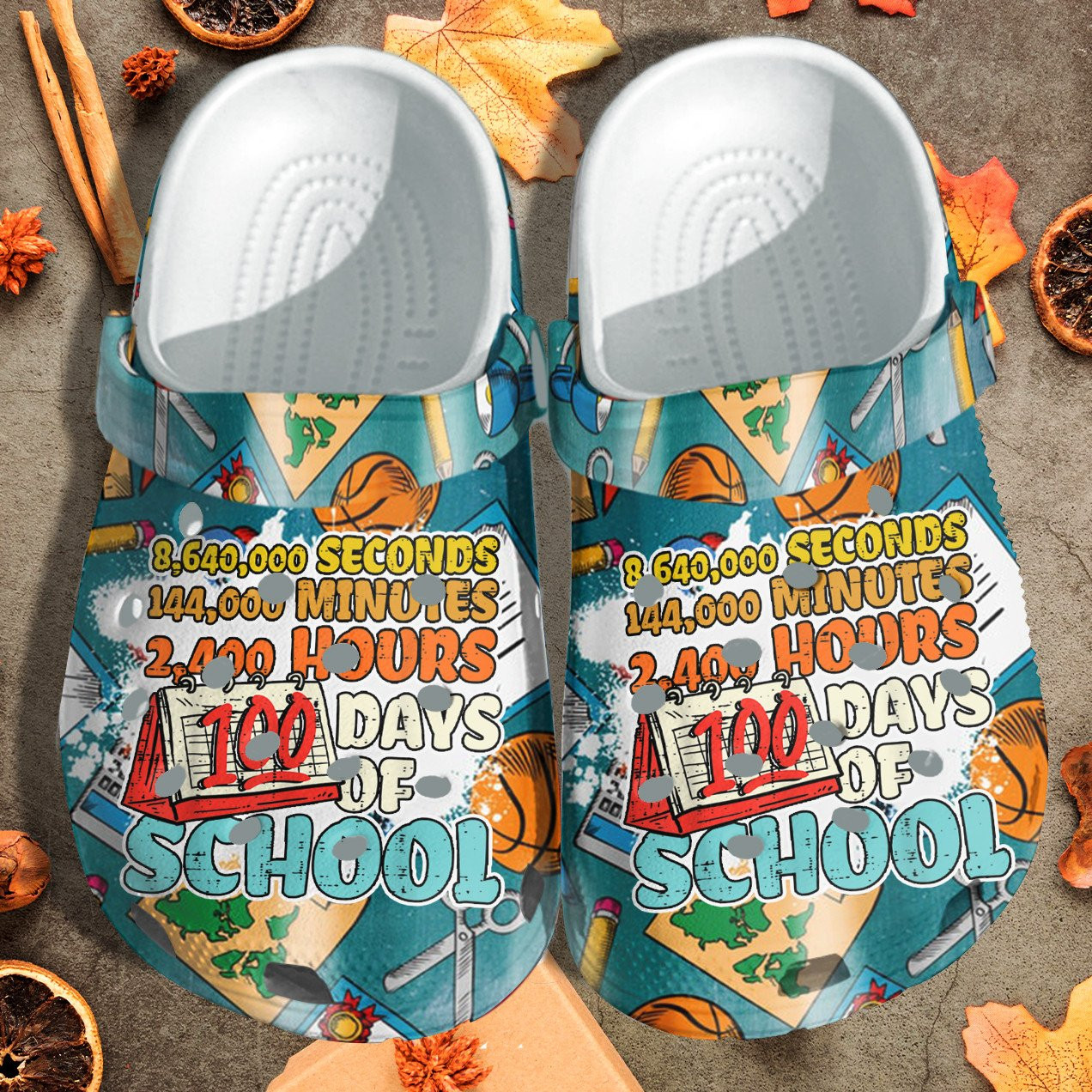 2400 Hours 100 Days Of Schoolleopard Shoes Crocs Crocbland Clog Gift