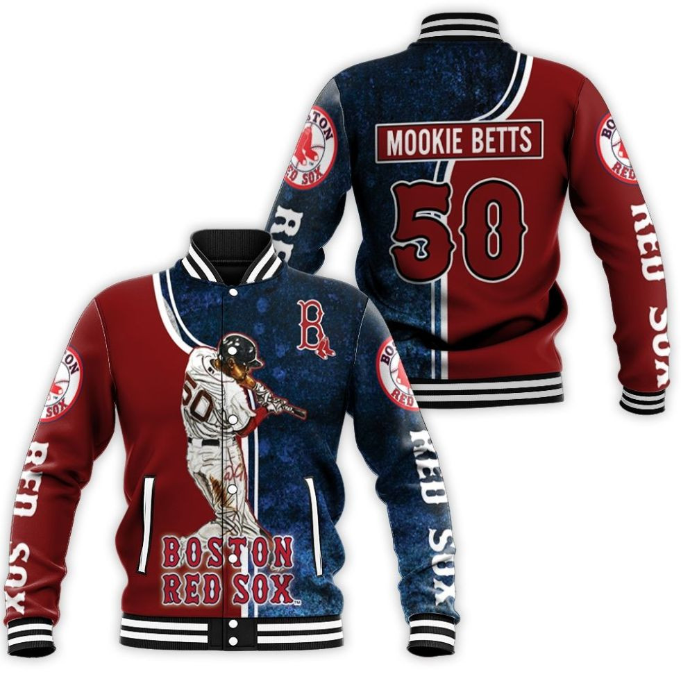 50 Mookie Betts Boston Red Sox Baseball Jacket for Men Women