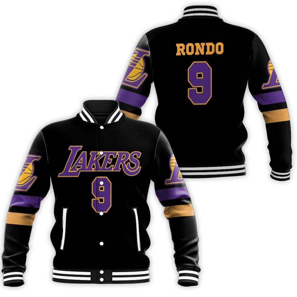 9 Rajon Rondo Lakers Jersey Inspired Style Baseball Jacket for Men Women