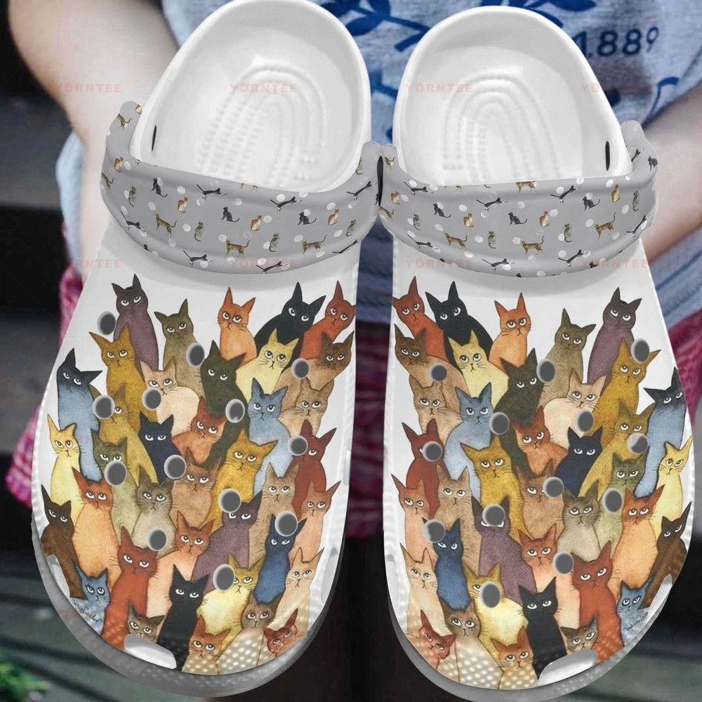A Bunch Of Cats Gift For Lover Rubber Crocs Clog Shoes Comfy Footwear