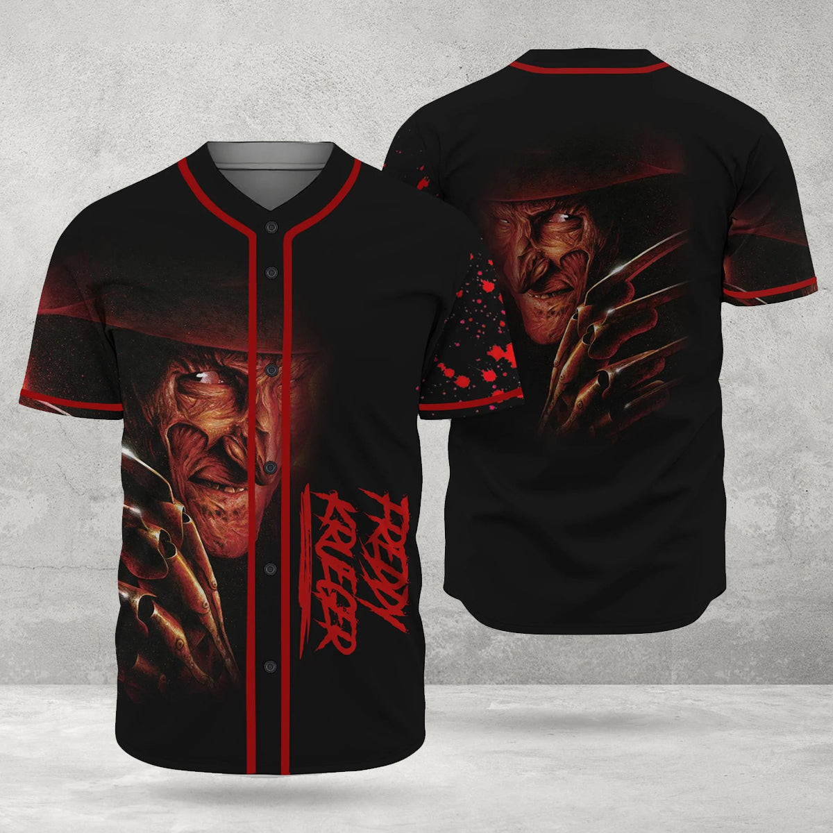 A Nightmare On Elm Street Freddy Krueger Bloody Jersey Shirt, Unisex Baseball Jersey for Men Women