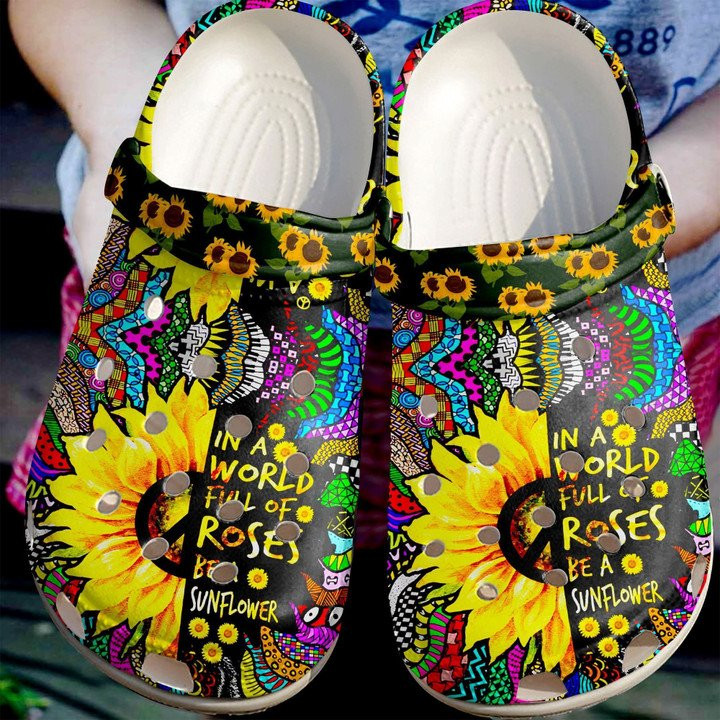 A Sunflower Hippie Crocs Classic Clogs Shoes Women Be A Sunflower Custom Crocs Classic Clogs Shoes