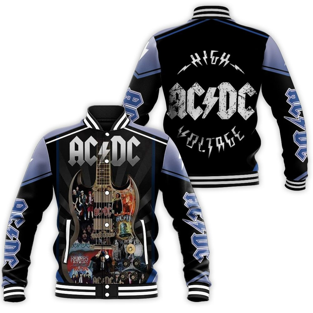 Acdc All Album Cover Guitar Baseball Jacket for Men Women