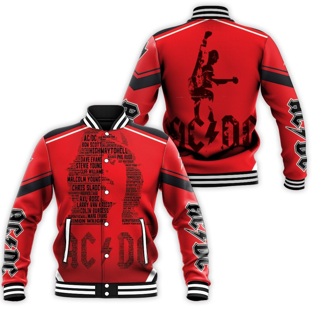 Acdc Angus Young Typogprahy Baseball Jacket for Men Women