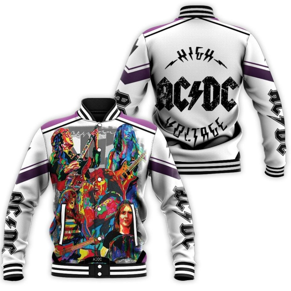 Acdc Members On Stage Painting Baseball Jacket for Men Women