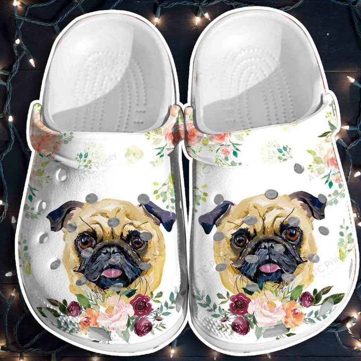 Adorable Pitbull Crocs Classic Clogs Shoes For Mother Day Roses Dog Custom Shoes
