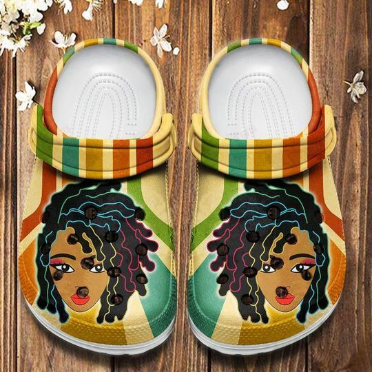 African American Black Girl White Sole Crocs Classic Clogs Shoes PANCR0207