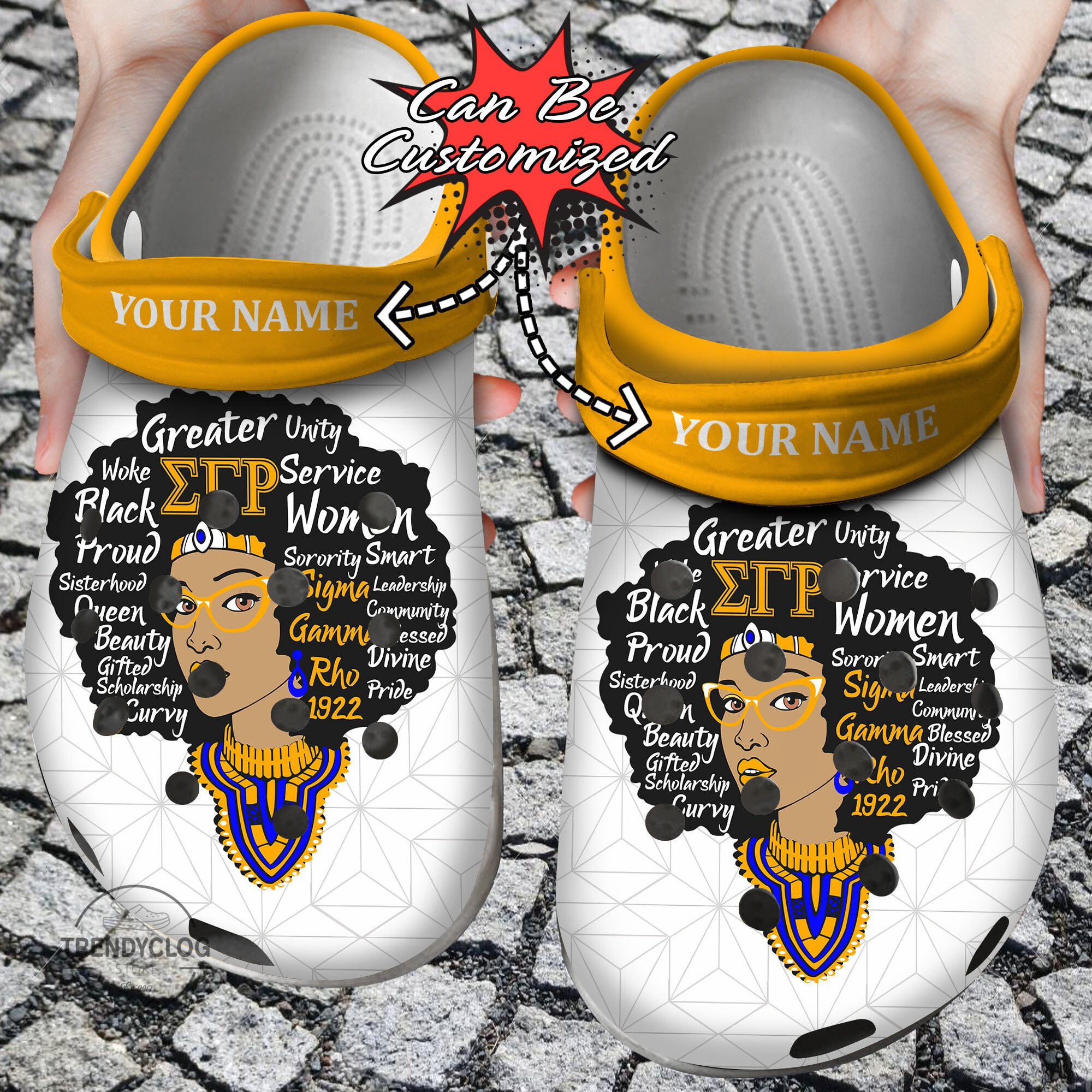 African American Crocs Personalized Sigma Gamma Rho Queen Clog Shoes