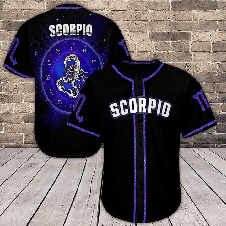 Amazing Scorpio Zodiac Purple Galaxy Personalized 3d Baseball Jersey, Unisex Jersey Shirt for Men Women