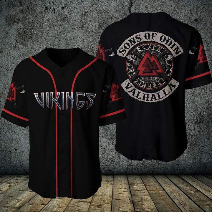 Amazing Viking Sons Of Odin Valhalla Black Personalized 3d Baseball Jersey, Unisex Jersey Shirt for Men Women