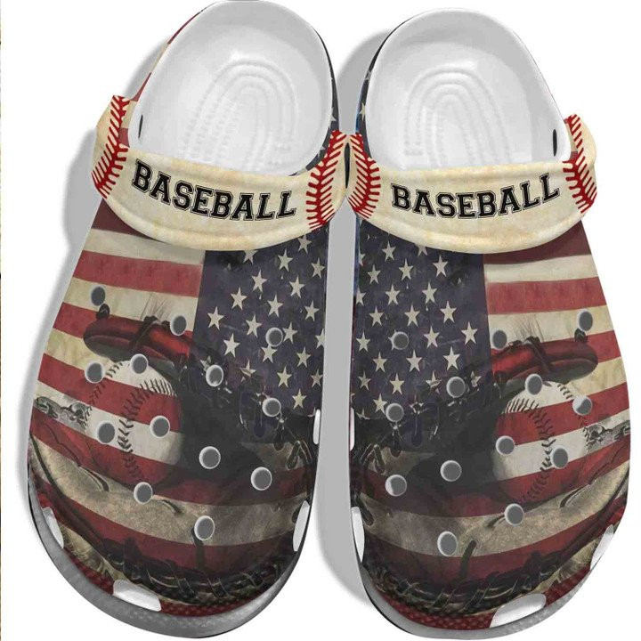 America Baseball Crocs Classic Clogs Shoes For Batter Baseball Outdoor Crocs Classic Clogs Shoes For Men Women