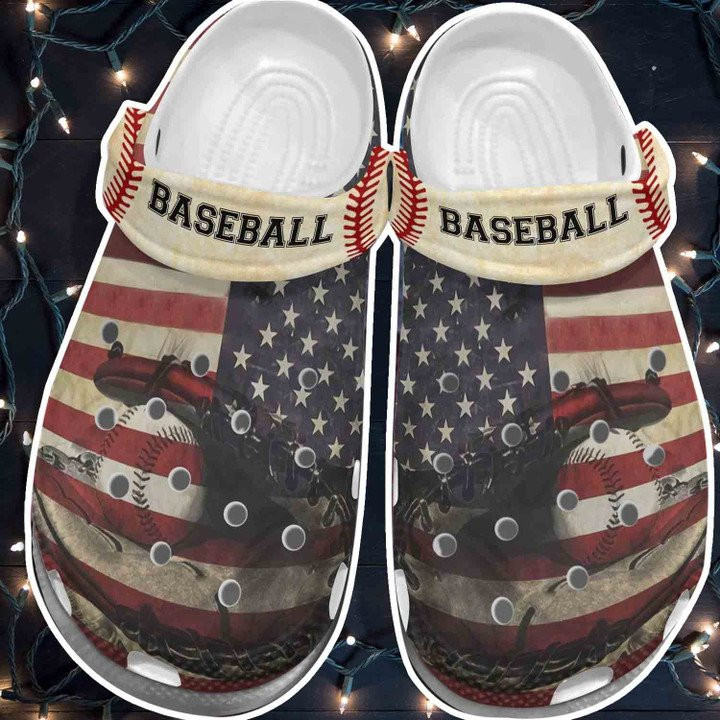 America Baseball Crocs Shoes Clogs For Batter – Baseball Outdoor Crocs Shoes 4Th Of July Gift