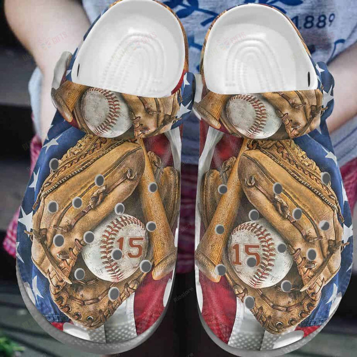 America Flag Baseball Crocs Classic Clogs Shoes
