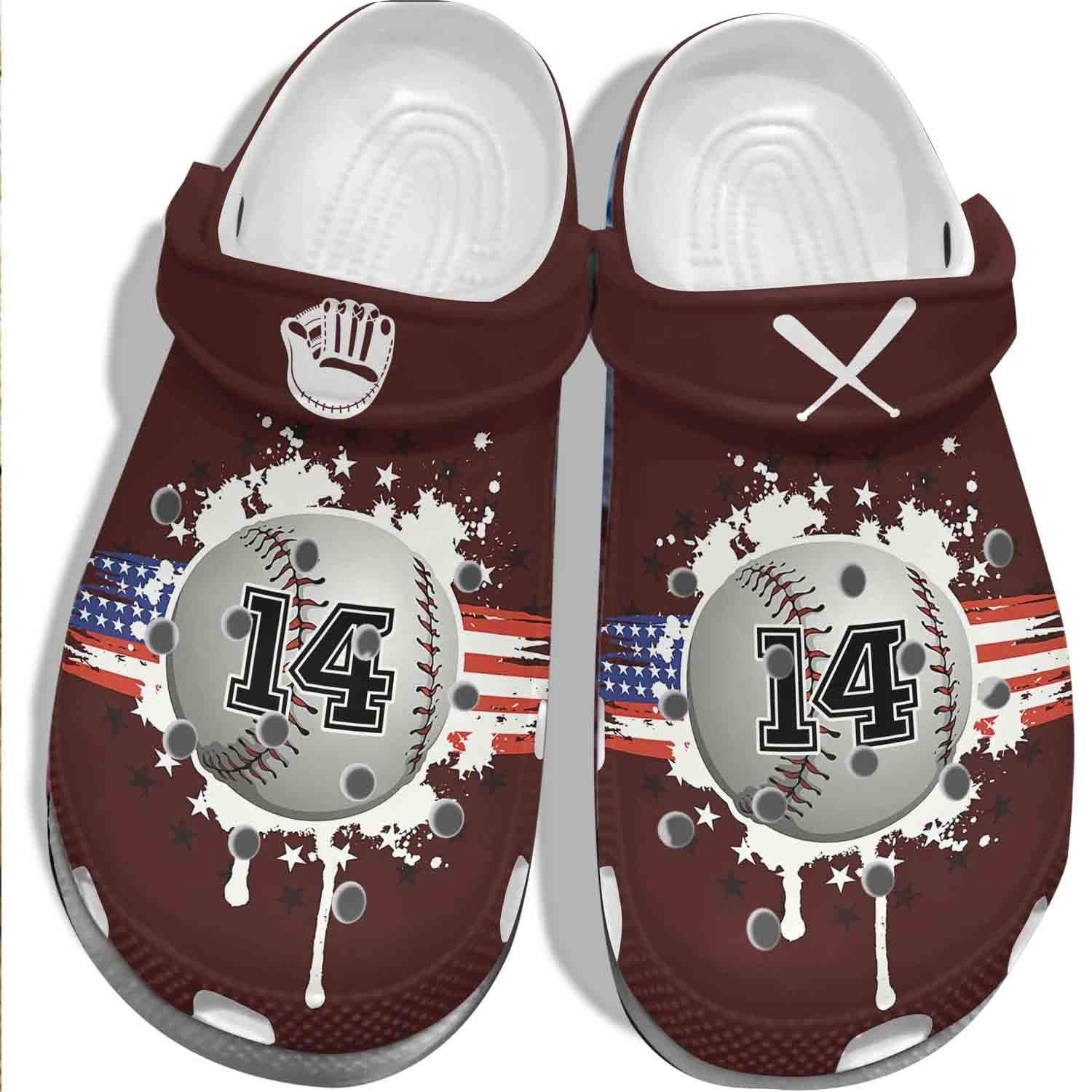 America Flag Baseball Vector Custom Shoe – 14Th Baseball Outdoor Crocs Shoes Clogs