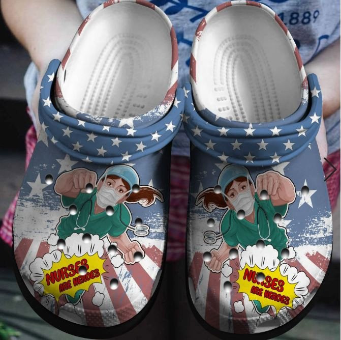 America Nurse Save People Clogs Gift For Young Girls USN