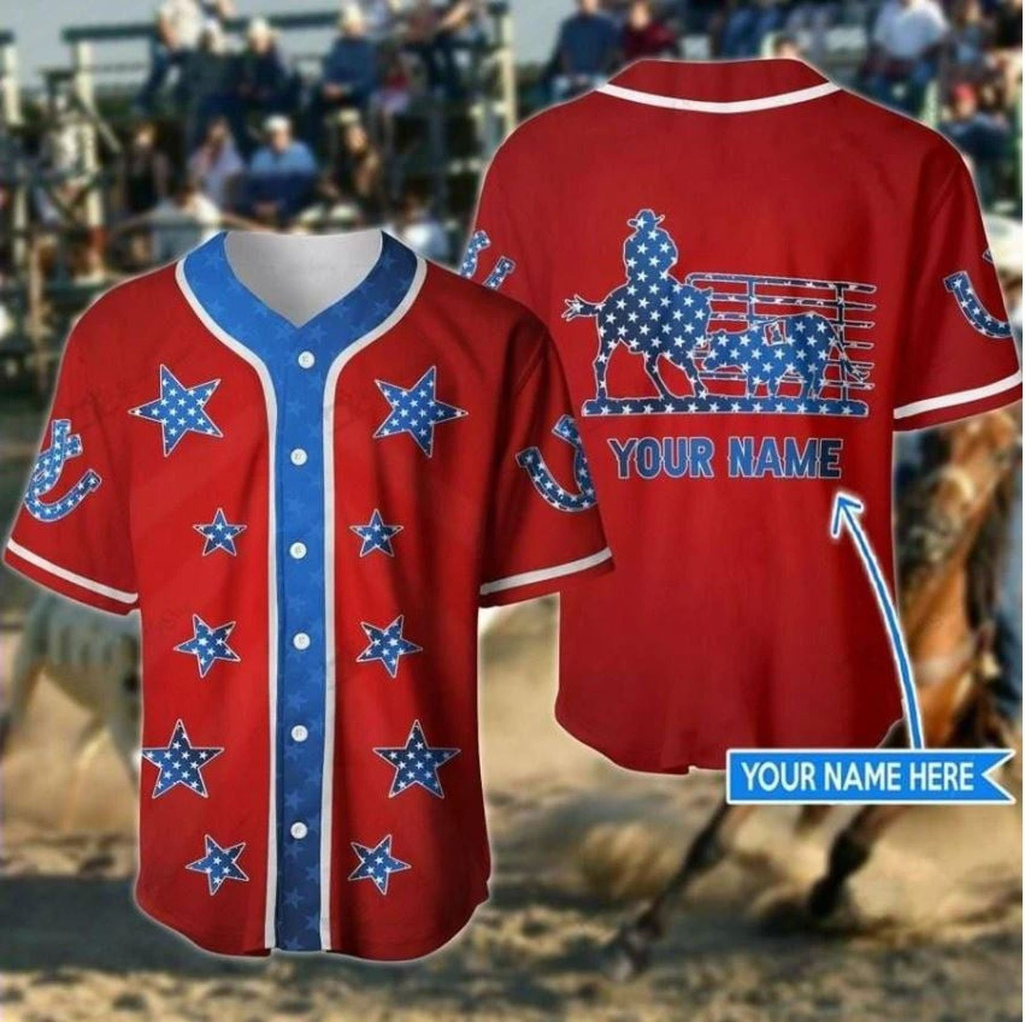 America Ranch Sorting Red Personalized Baseball Jersey, Unisex Jersey Shirt for Men Women
