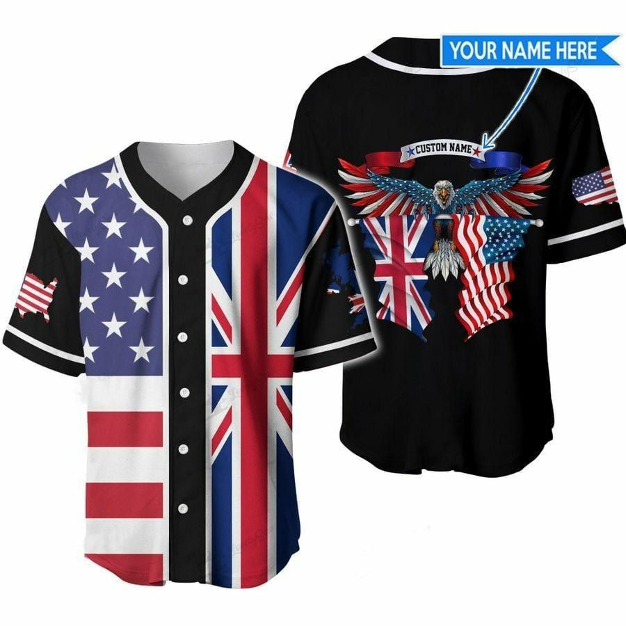 America-United Kingdom Eagle Custom Name Baseball Jersey