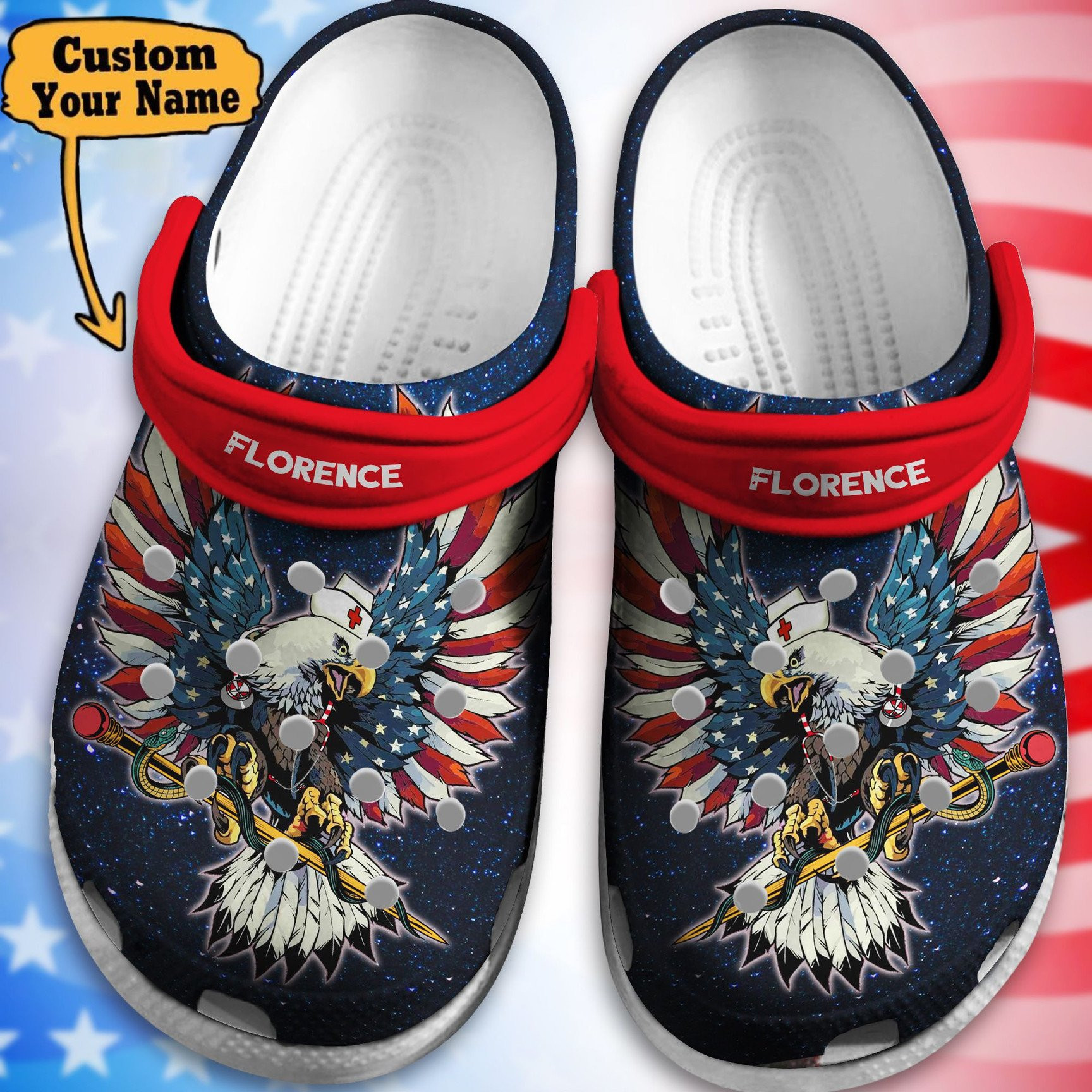 American Eagle Caduceus Nurse Clogs Shoes Nurse Crocs