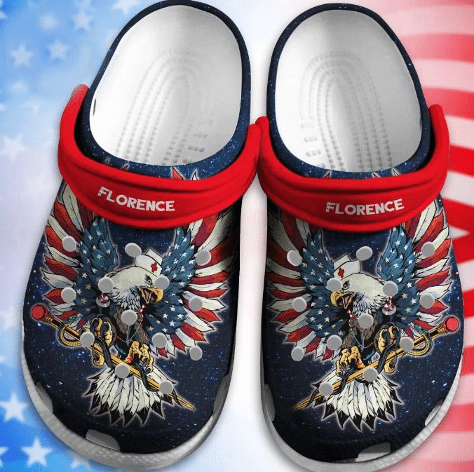 American Eagle Caduceus Nurse Gift For Lover Rubber Crocs Clog Shoes Comfy Footwear