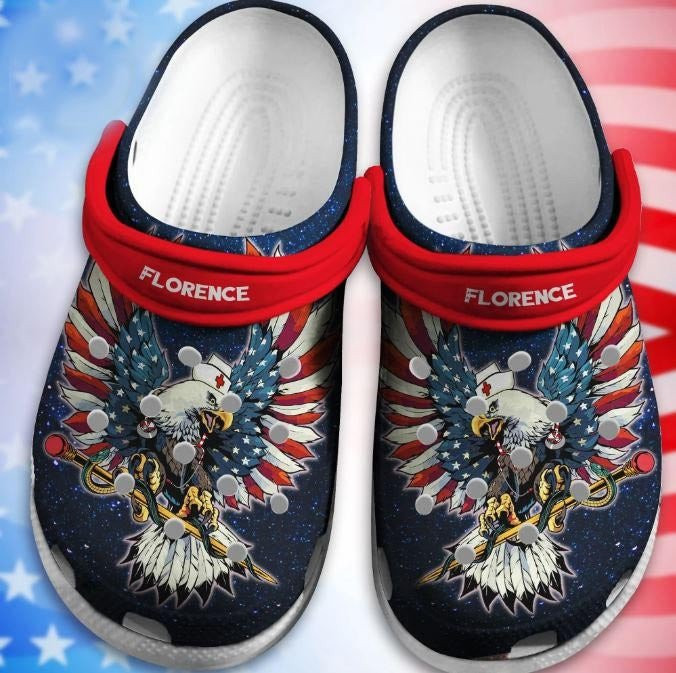American Eagle Caduceus Nurse Shoe Crocs Clog Gift For 4Th Of July