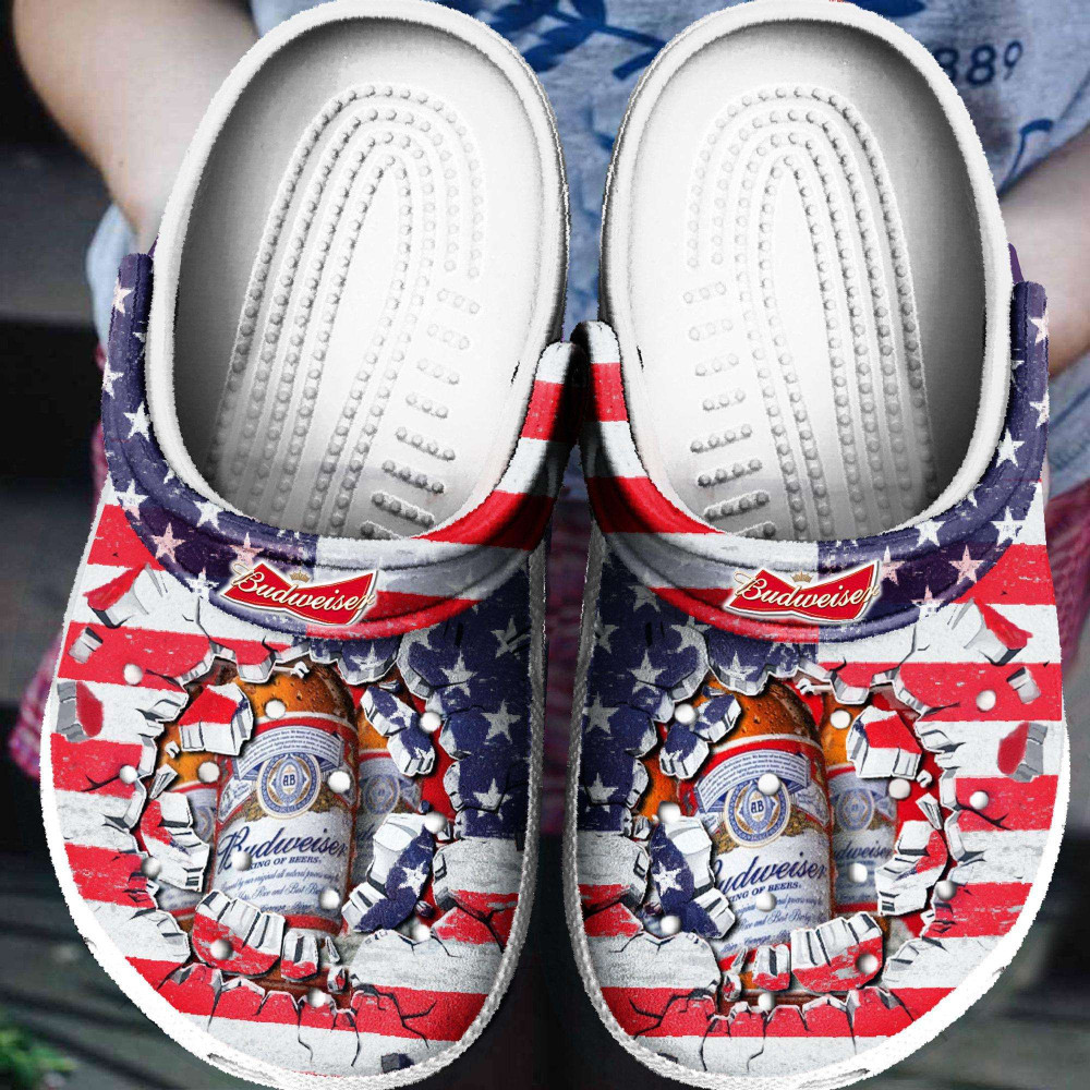 American Flag And Budweiser For Mens And Womens Classic Water Rubber Crocs Clog Shoes Comfy Footwear