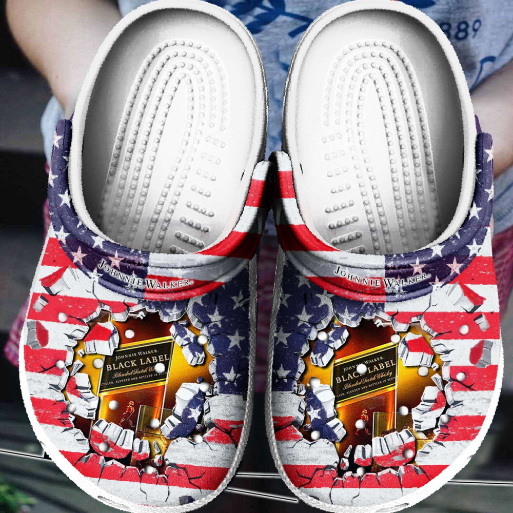 American Flag Johnnie Walker Rubber Crocs Clog Shoes Comfy Footwear