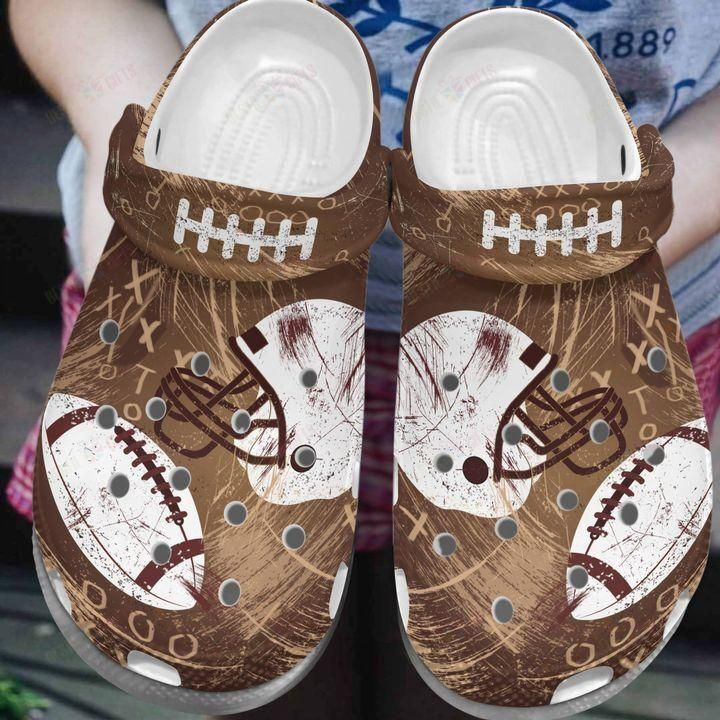 American Football White Sole  American Football Pattern Crocs Classic Clogs Shoes PANCR0342