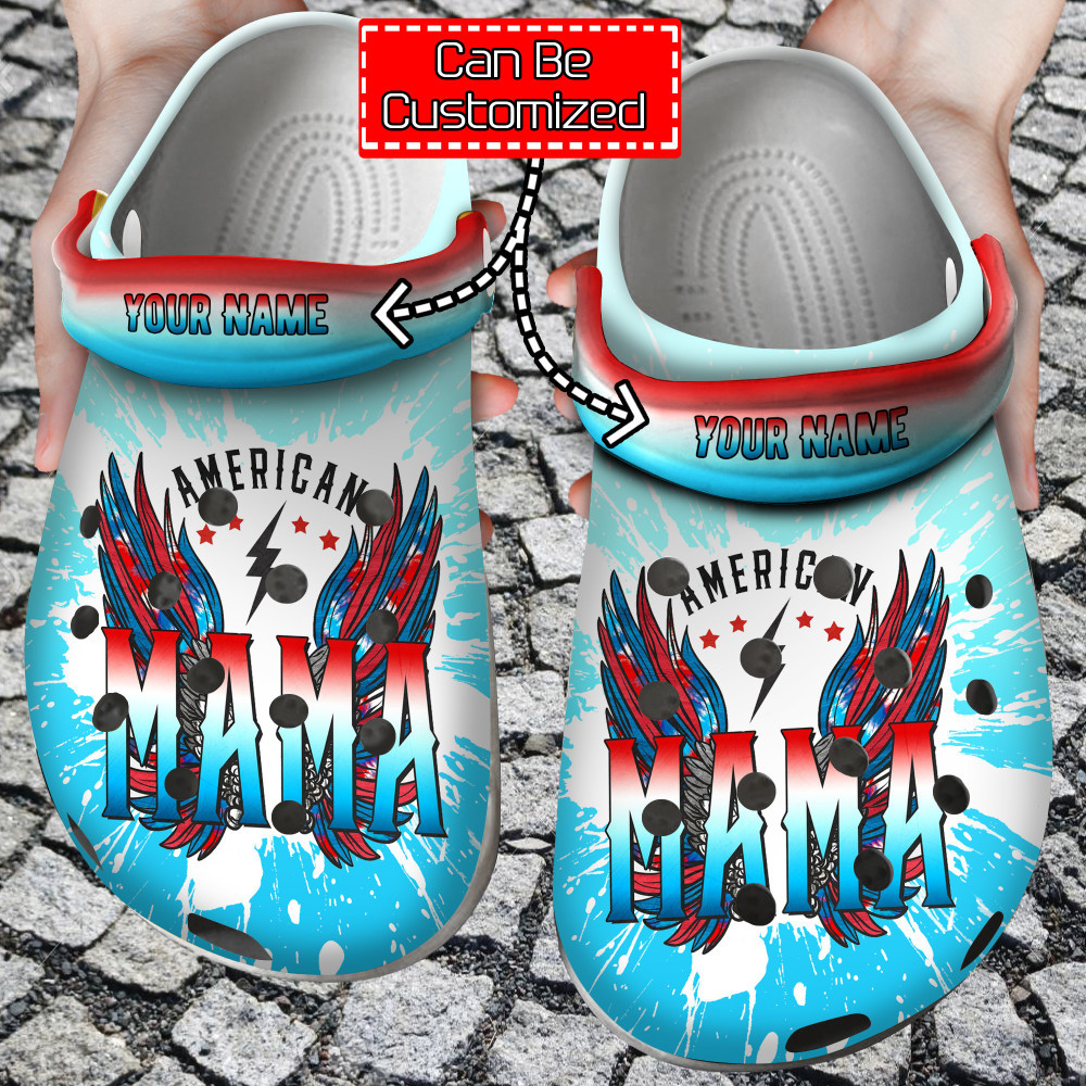 American Print Crocs - Personalized American Mama Retro Wings Clog Shoes For Men And Women