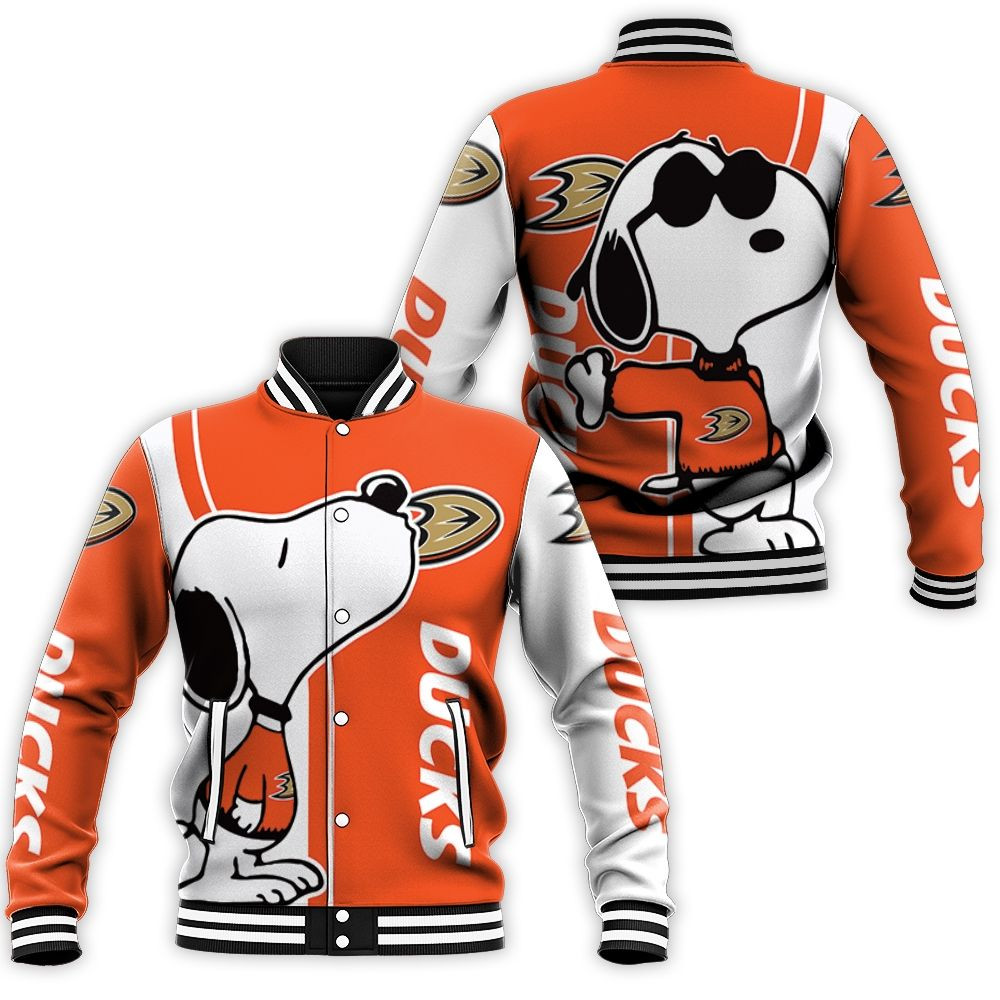 Anaheim Ducks Snoopy Lover 3d Printed Baseball Jacket for Men Women