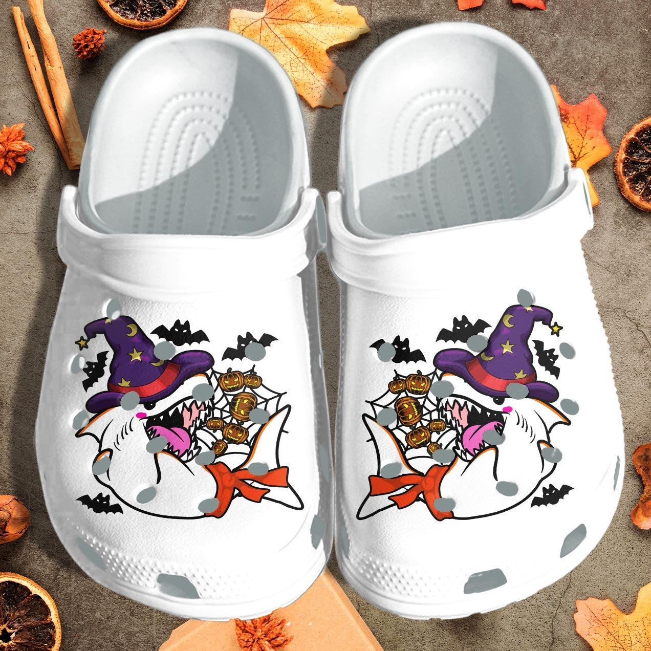Angry Shark Witch Shoes - Happy Halloween Crocs Clog Birthday Gift For Men Women