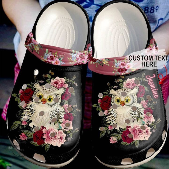 Animal Crocs Owl Personalized Red Floral Clog Shoes