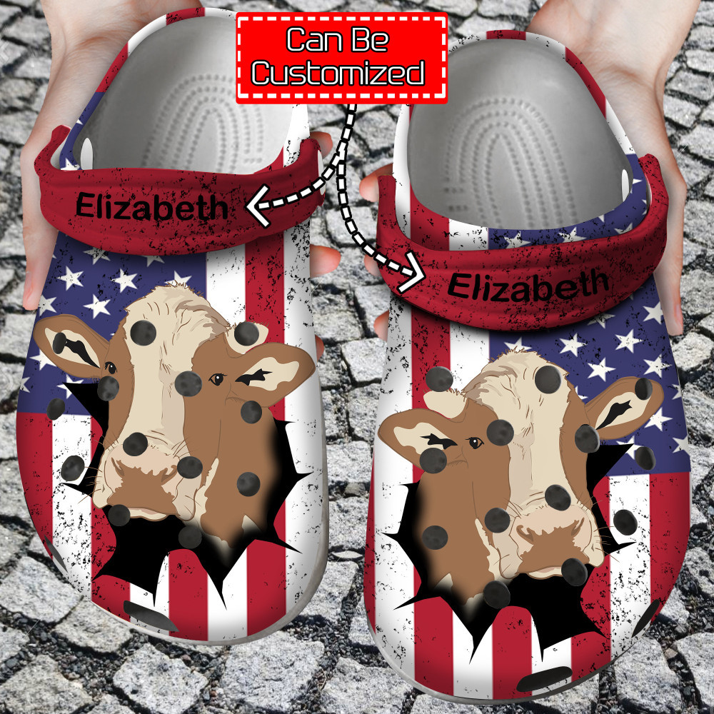 Animal Crocs – Patriotic Cow Inside Me Personalized Clogs Shoes For Men And Women