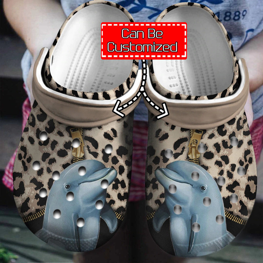 Animal Crocs – Personalized Dolphin Leopard Pattern Clog Shoes For Men And Women