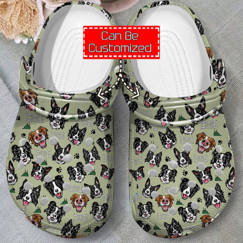 Animal Print Crocs - Border Collie Pattern Clog Shoes For Men And Women