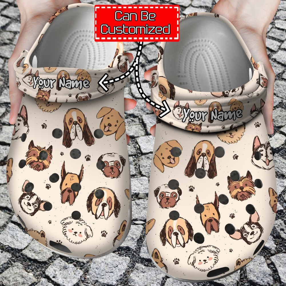 Animal Print Crocs – Cute Dog Breeds Pattern Clog Shoes For Men And Women