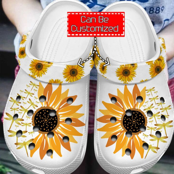 Animal Print Crocs - Dragonfly Sunflower Clog Shoes For Men And Women