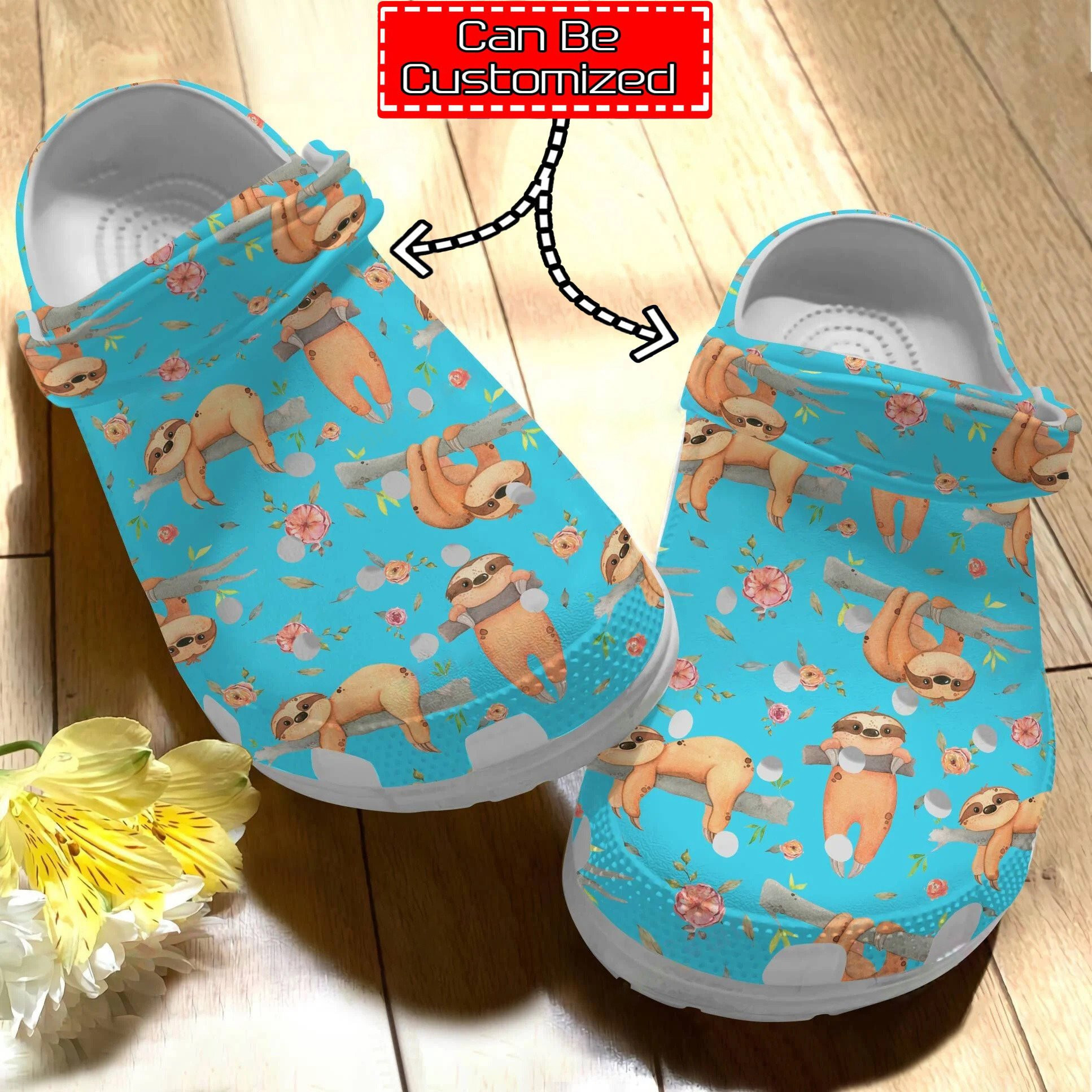 Animal Print Crocs Personalized Cute Sloth Pattern Clog Shoes