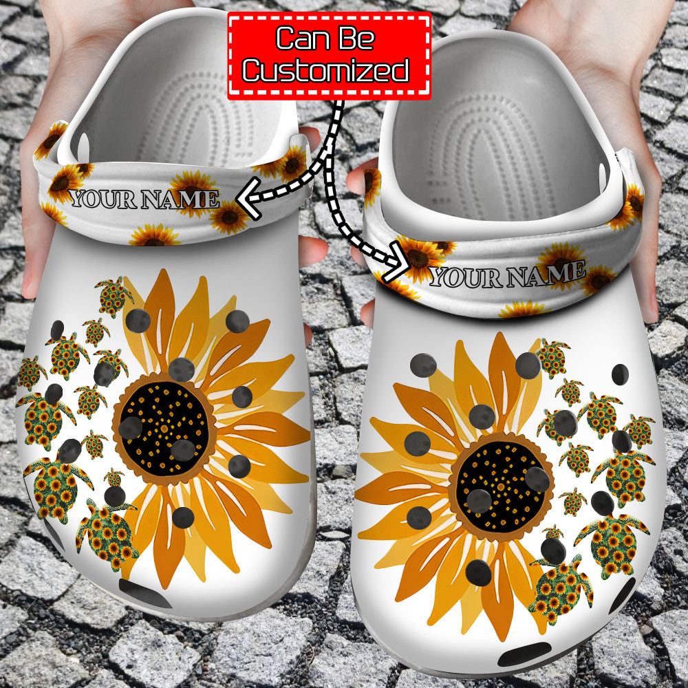 Animal Print Crocs - Turtle Sunflower Clog Shoes For Men And Women