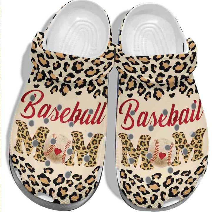 Animal Skin Baseball With Heart Outdoor Shoe Baseball Mom Custom Crocs Classic Clogs Shoes For Mother Day