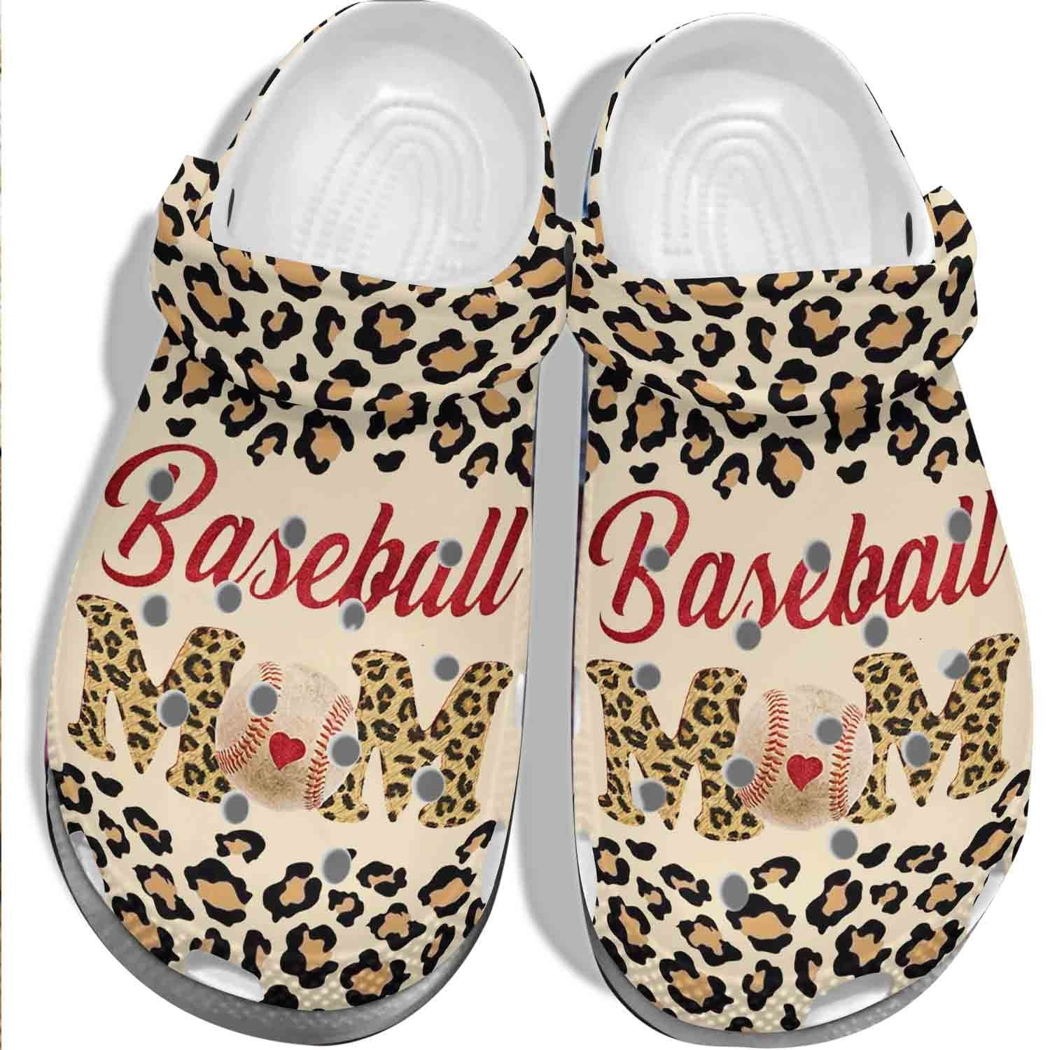 Animal Skin Baseball With Heart Outdoor Shoe - Baseball Mom Custom Crocs Shoes Clogs For Mother Day