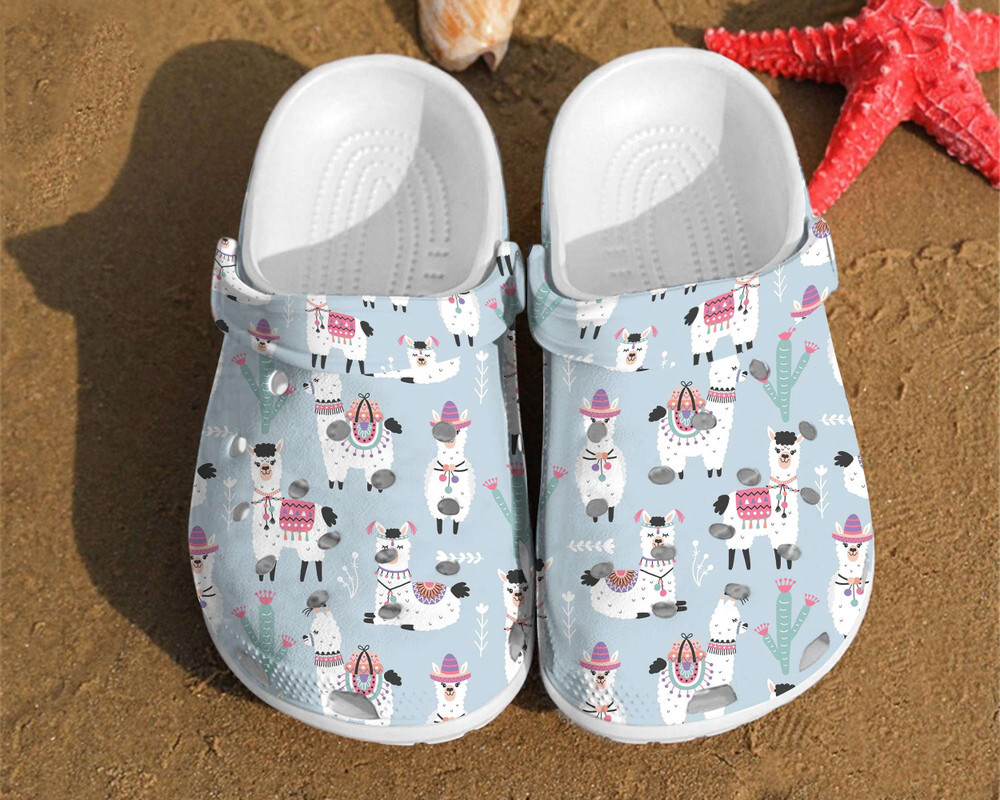 Animals Llama Pattern Alpaca Gift For Lovers Comfortable Summer Gift For Lover Rubber Crocs Clog Shoes Comfy Footwear