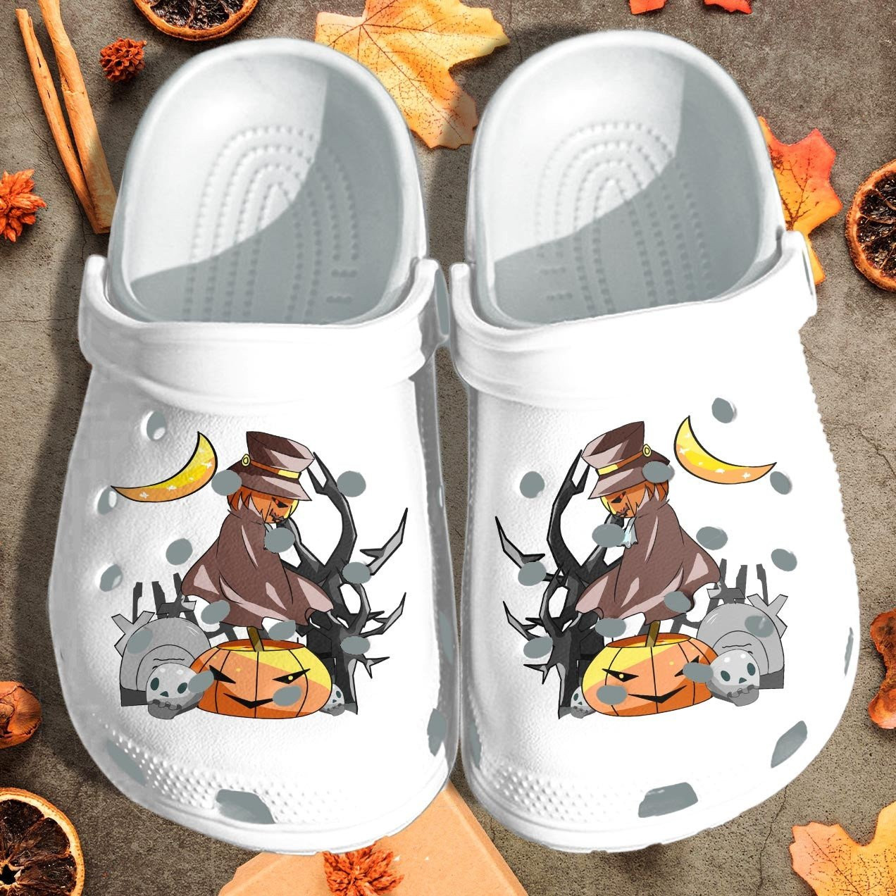 Anime Halloween Pumpkin Ghost Crocs Shoes Clog Birthday Gift For Men Boys