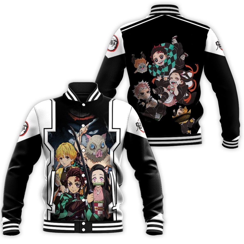 Anime Kimetsu No Yaiba Poster Baseball Jacket for Men Women