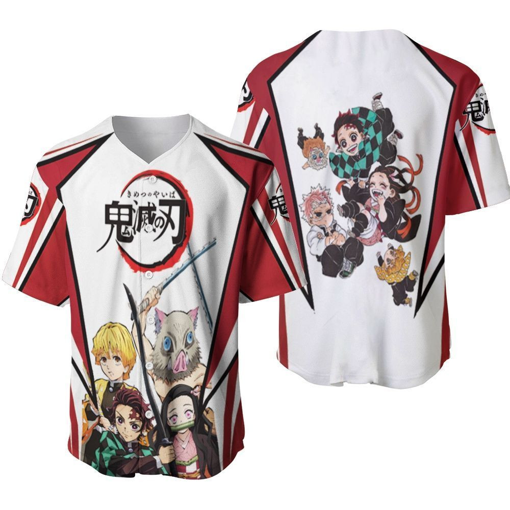 Anime Kimetsu No Yaiba Tanjiro And Friends Gift For Lover Baseball Jersey, Unisex Jersey Shirt for Men Women