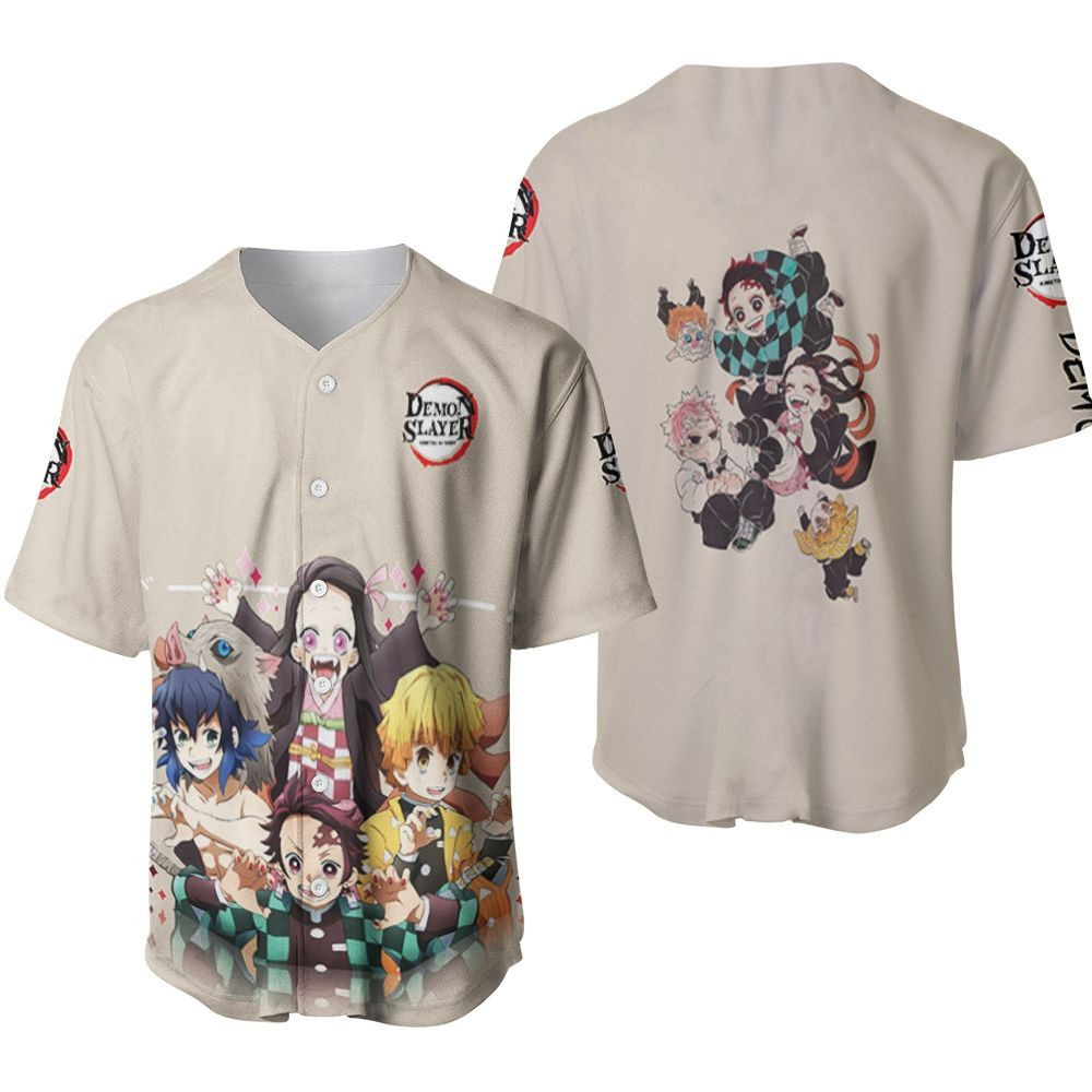 Anime Kimetsu No Yaiba Tanjiro And Nezuko And Inosuke 9989 Gift For Lover Baseball Jersey, Unisex Jersey Shirt for Men Women