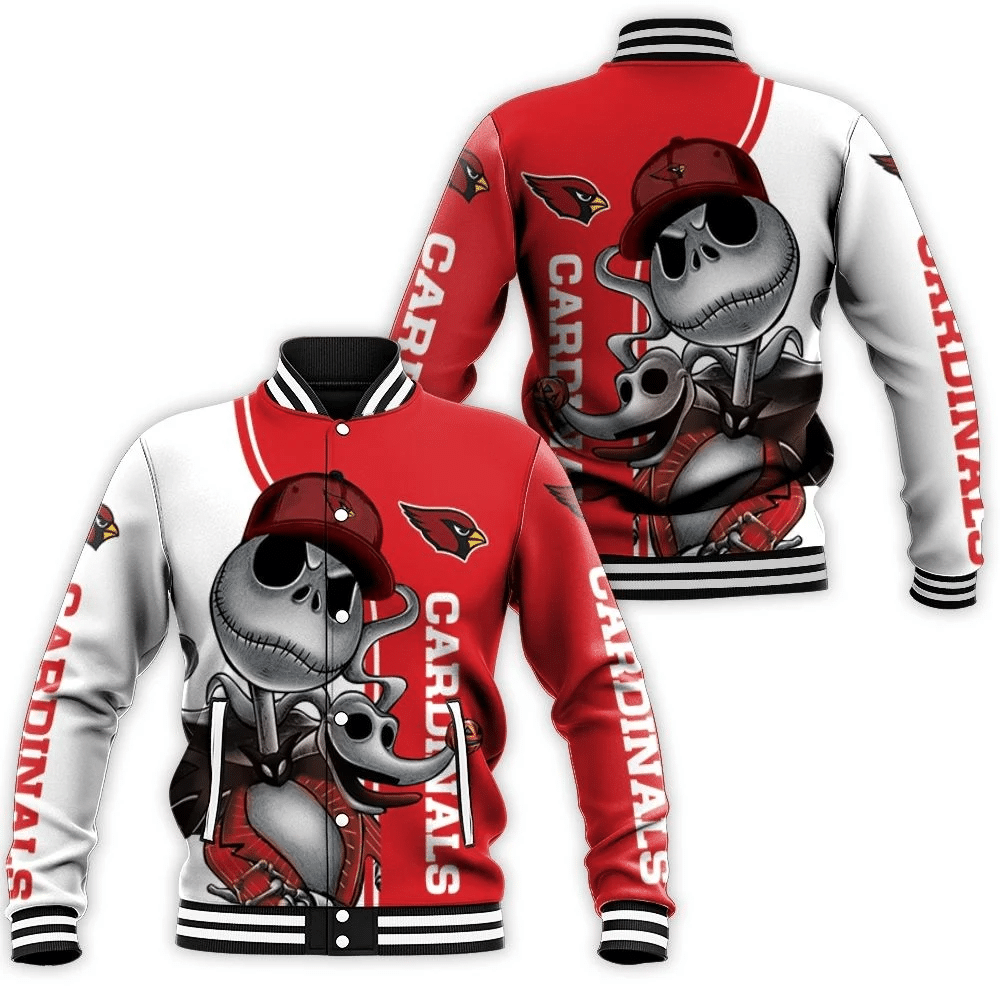 Arizona Cardinals Jack Skellington And Zero Baseball Jacket for Men Women