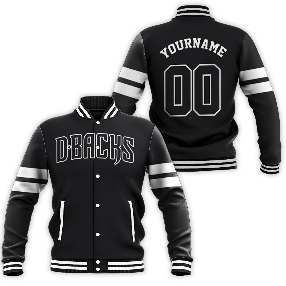 Arizona Diamondbacks Majestic Personalized Black Jersey Inspired Baseball Jacket for Men Women