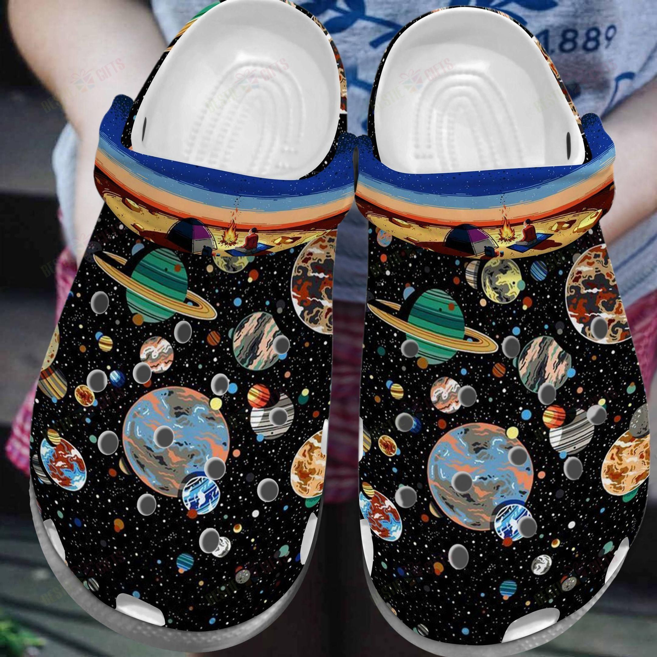 Astronaut Crocs Classic Clog Whitesole Camping On Mars Shoes